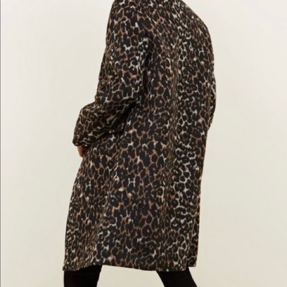 New Look Brown Animal Print Longline Coat UK